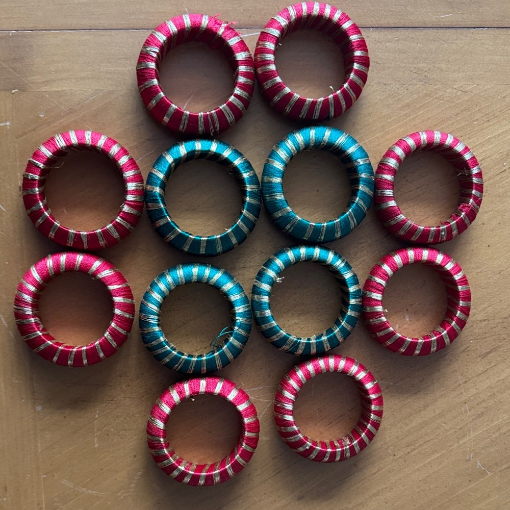 Red and Green Striped Bangles napkin rings